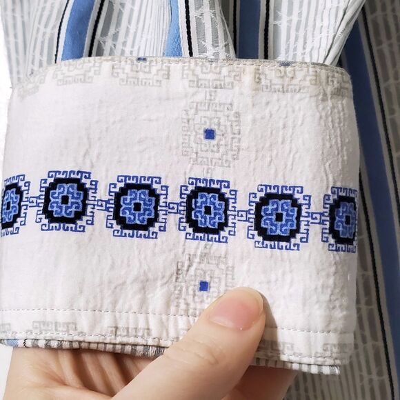 Robert Graham Embroidered Shirt Size 3XL Aztec Trim Striped Button Down Mens - Picture 4 of 14